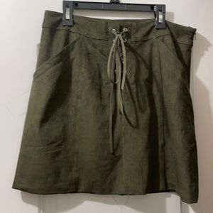 Suede green skirt